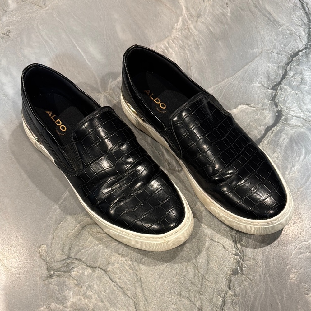 Aldo Black Sneakers Sleek Slip-On Design